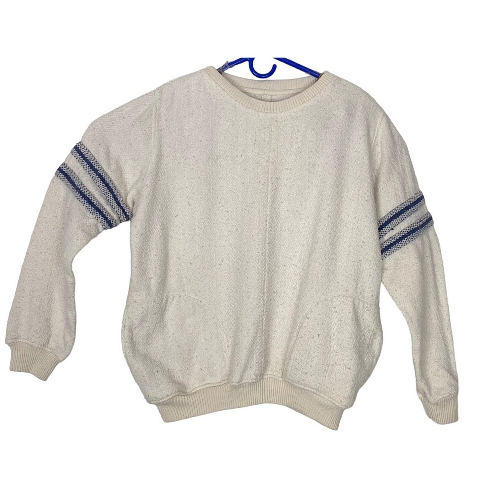 Vtg BIG G Imports Women Heavyweight Crewneck Cotton Sweater Sz XL Cream Blue